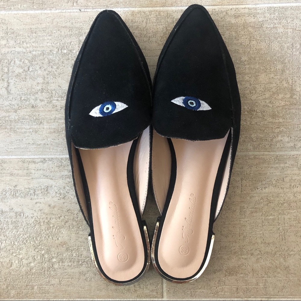 Evil Eye Pointy Closed Toe Mule